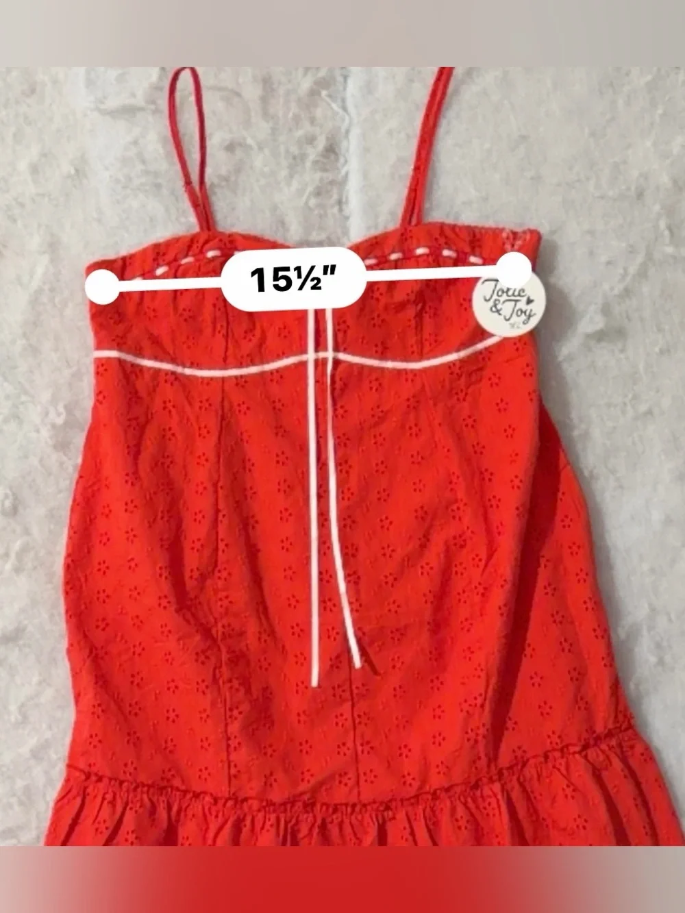Red Eyelet Lace-Up Spaghetti Strap Chemise (SKU843)